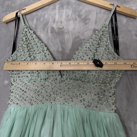 Speechless Dress Womens Size 5 Light Green Beaded Formal Gown Prom Maxi Tulle - Picture 12 of 15